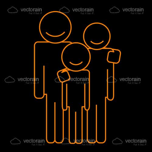 Abstract Family in Orange and Black